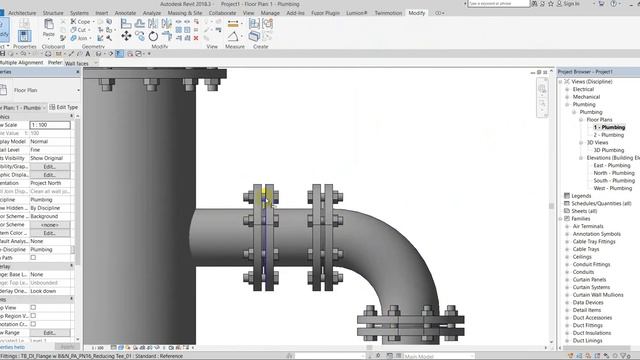 How to use Parametric DI Tee Reducing with Bolt & Nut Family in Revit смотреть онлайн