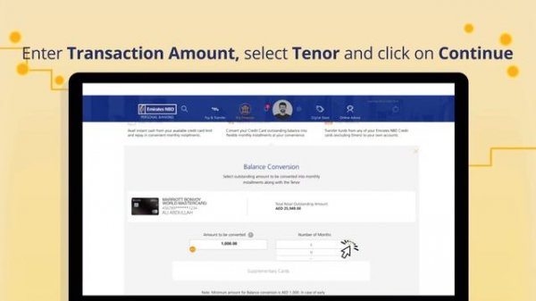 How to convert your Credit Card Balances through Emirates NBD Online Banking.