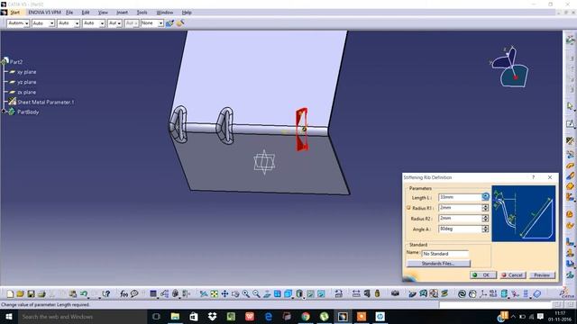 How to stiffener rib in catia V5 sheetmetal смотреть онлайн