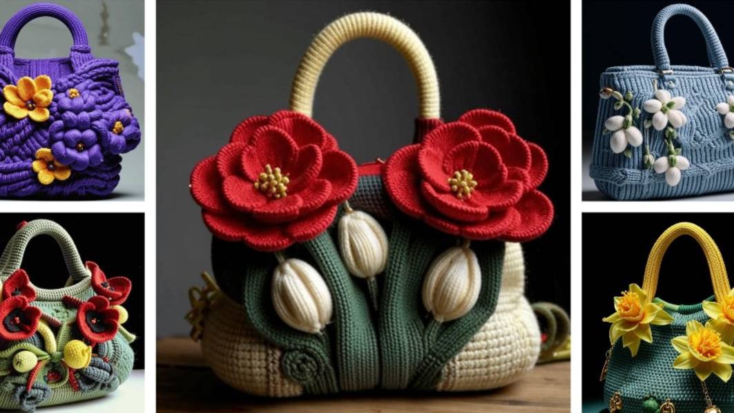 СУМКИ с весенними цветами. ВЯЗАНИЕ - ПОДБОРКА №14. От нейросети. смотреть онлайн