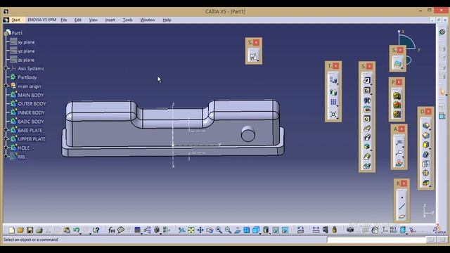 CATIA V5- PLASTIC PARTS BOOLEAN OPERATION TUTORIAL 4 смотреть онлайн