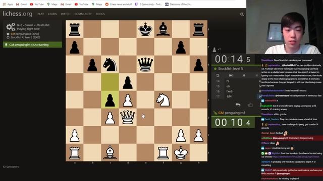 penguingm1 vs stockfish levels 1-8 ultrabullet.. смотреть онлайн