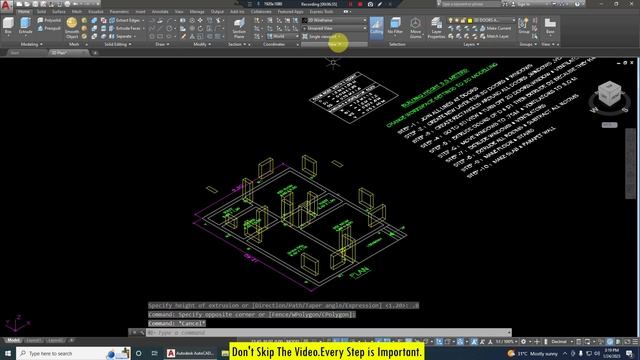 Convert 2D drawing to 3D in AUTOCAD | AutoCAD 3D | How to convert 2D plan into 3D смотреть онлайн