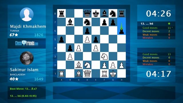 Chess Game Analysis: Sakinur Islam - Majdi Khmakhem : 1-0 (By ChessFriends.com) смотреть онлайн