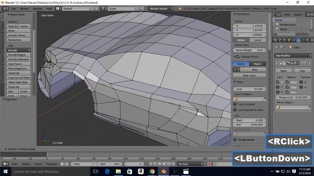Beginner Blender Low Poly Car Modeling Tutorial - Part 5 - The Side of The Car смотреть онлайн
