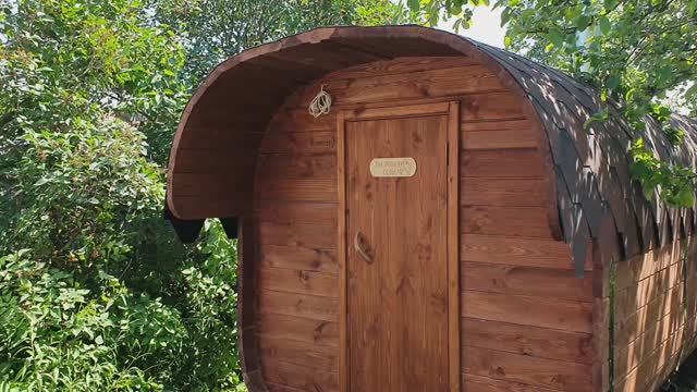 Баня бочка "Квадро" 4 метра с козырьком купить в Богородске. смотреть онлайн