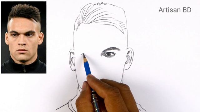 Drawing of Lautaro MARTINEZ Easy pencil sketch смотреть онлайн