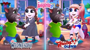 🖼 🎭 My Talking Angela 2 | Wednesday vs  Harley Quinn🎭| new update | cosplay →
