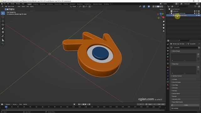 Blender Logo 3D model Tutorial | Convert 2D SVG to 3D Blend File смотреть онлайн