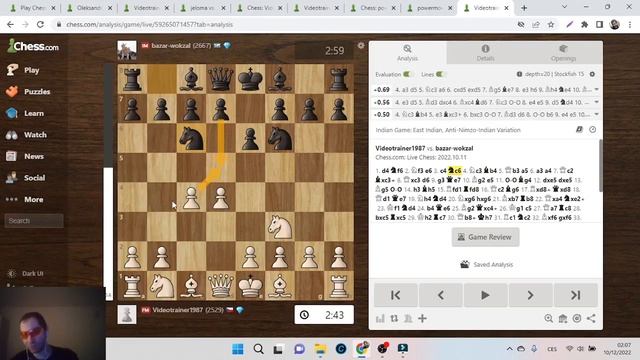 Блиц 3+1 из Титульного вторника на chess.com против IM bazar-wokzal. смотреть онлайн