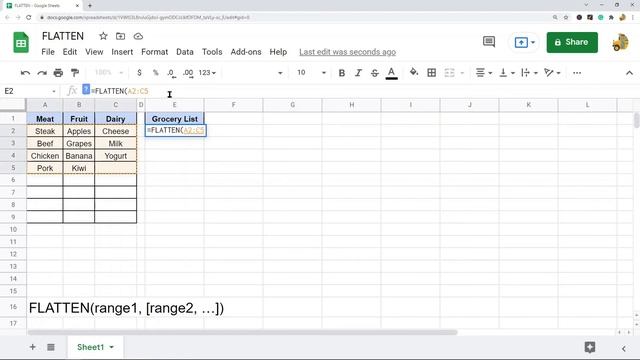 How to Use the FLATTEN Function in Google Sheets смотреть онлайн
