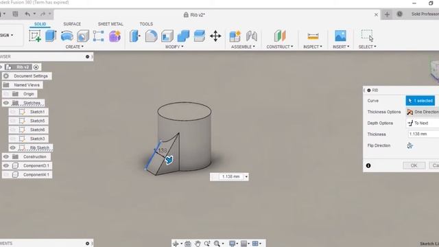 Fusion 360 Rib смотреть онлайн