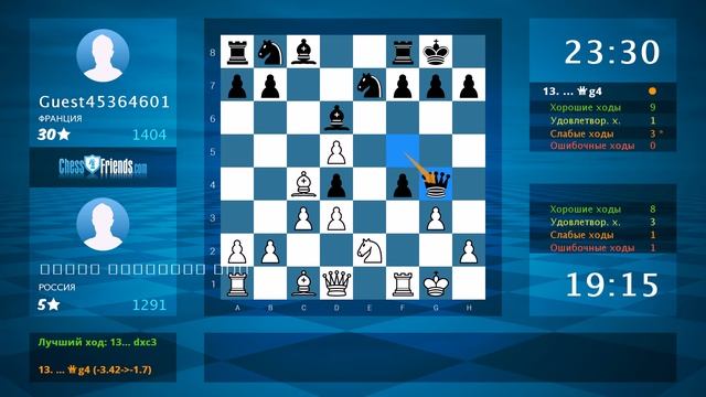 Анализ шахматной партии: Հակոբ Հակոբյան ջան - Guest45364601, 1-0 (по ChessFriends.com) смотреть онлайн