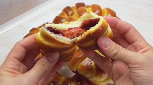 Дрожжевые рогалики с вареньем — рецепт мечты! 🥐🍓