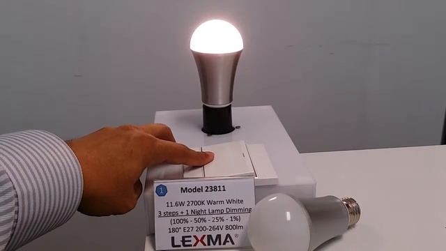 LEXMA Smart LED Light Bulb (180° beam angle, Warm White) with 4-steps dimming to 1% of brightness. смотреть онлайн