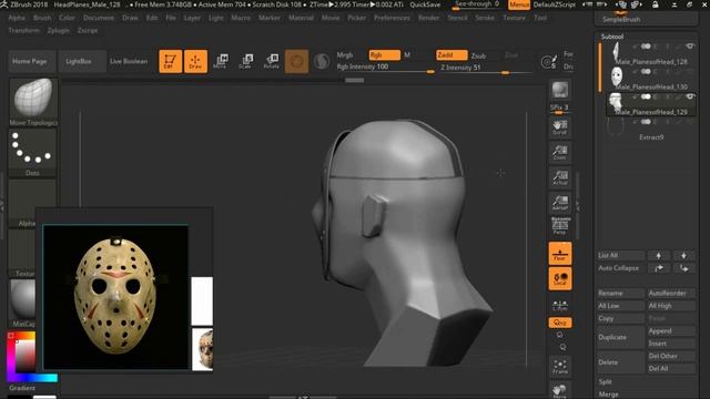 Zbrush - como modelar a máscara do Jason - How to modelling a mask in Zbrush смотреть онлайн