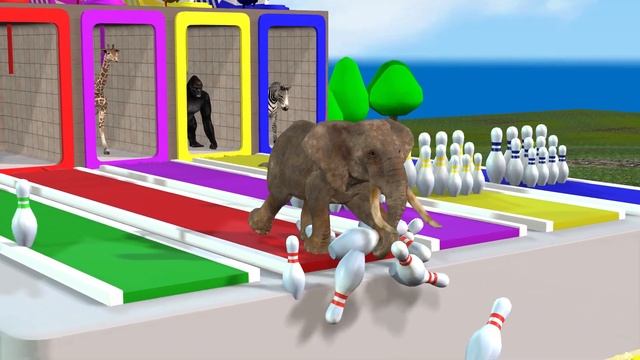 Paint & Animals Crossing Fountain Animation chicken,cat,dog,gorilla,cheetah|TINGTING ANIMALS смотреть онлайн