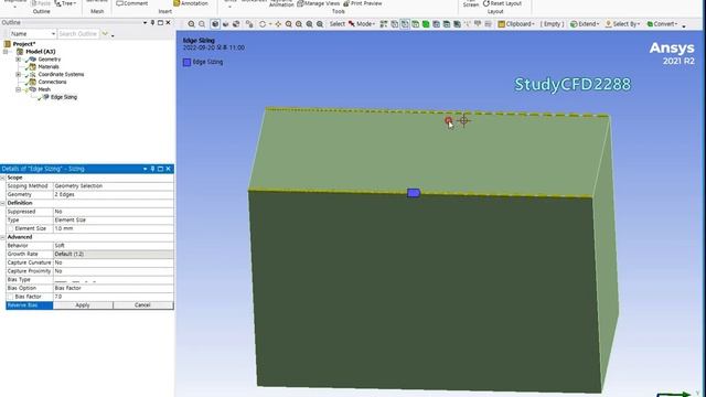 ANSYS Mehsing Edge sizing Bias смотреть онлайн