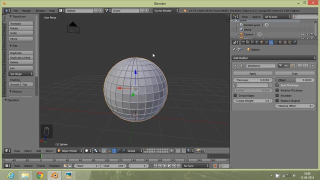 How to render Wireframes in Blender 2.70 - Wireframe Modifier Tutorial смотреть онлайн