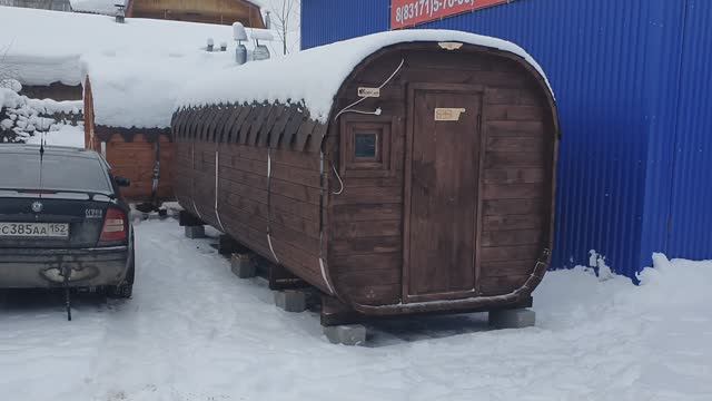 Баня бочка "Квадро" 6 метров с торцевым входом купить в Арзамасе. смотреть онлайн