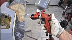 Покраска бампера краскопультом  Sagola 3300