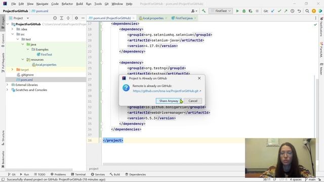 Как присоединить проект или выложить код из IntelliJ Idea в GitHub репозиторий смотреть онлайн
