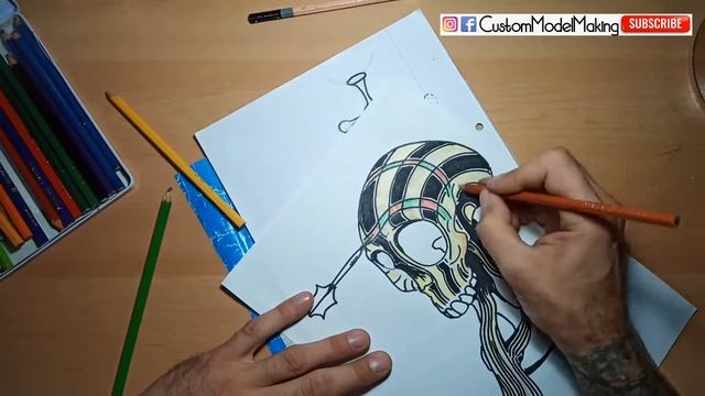 Darts Skull Desing Drawing смотреть онлайн