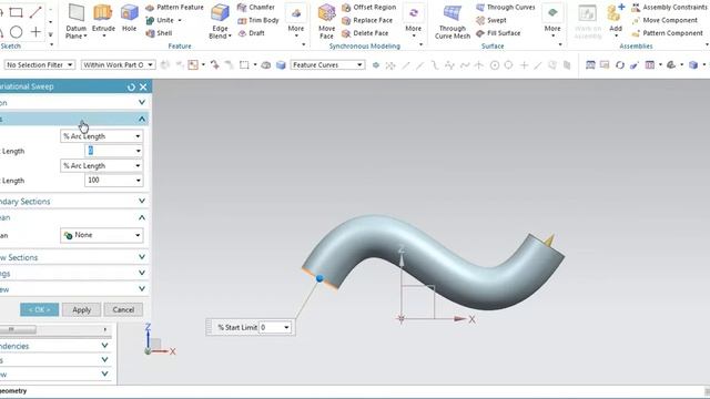 How to used Variational sweep in NX 11.0 смотреть онлайн