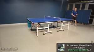 review Dr Neubauer DOMINANCE SPIN HARD rubber test, compare to DHS Hurricane 3 National 39