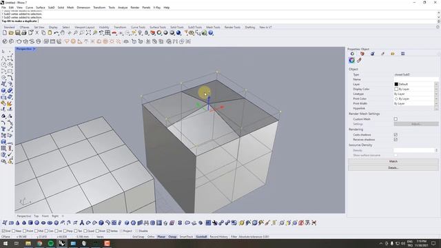 Rhino 7 SubD Modelleme Eğitimi - Bölüm 2 Ders 3- Vertex, Edge ve Face Terimleri, Seçimleri, Etkiler смотреть онлайн