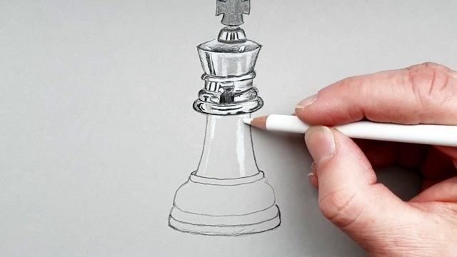 Chess Piece King Easy Realistic Drawing - Step By Step Tutorial