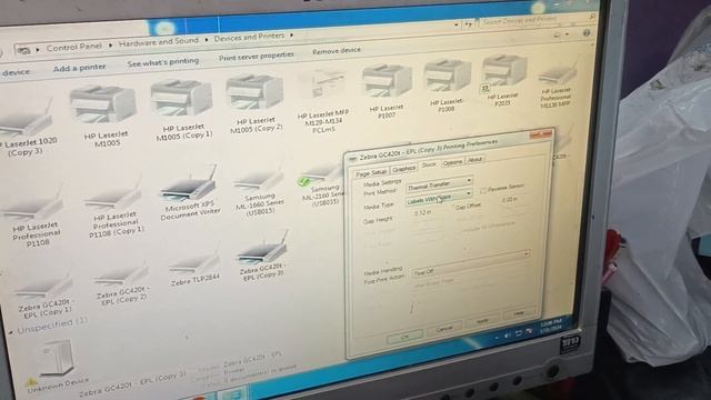 Zebra GC 420T BARCODE PRINTER SETTING смотреть онлайн