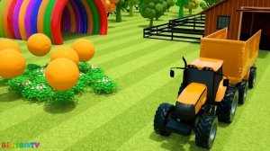 Учим цвета с помощью трактора и уличной техники, фруктовых шин | Детские стишки и песенки для малыше