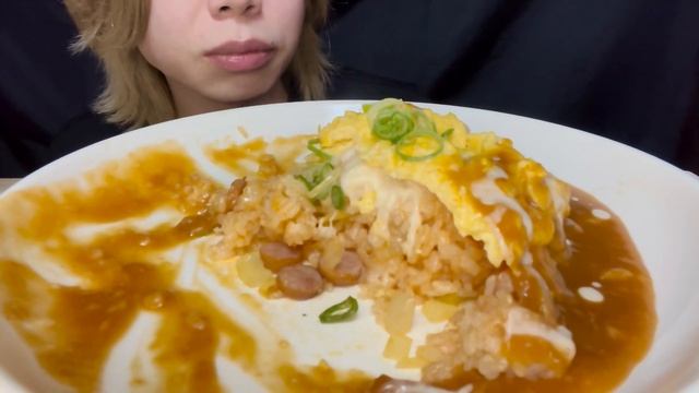 ASMR デミグラスオムライス【咀嚼音/Mukbang/Eating Sounds 】 【日本語字幕】