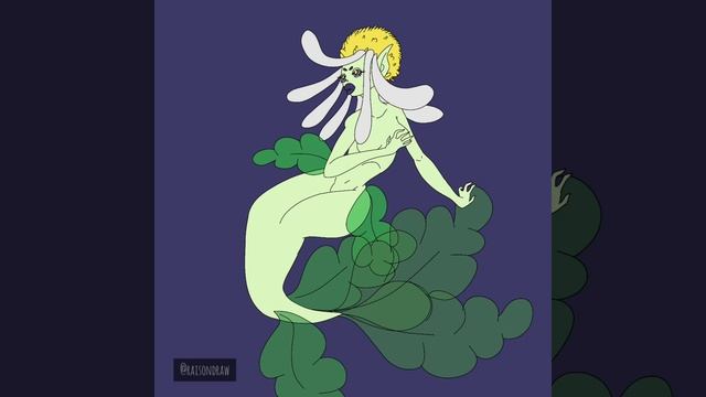 Рисую персонажа из трëх слов (русалка+ромашка+дуб)
