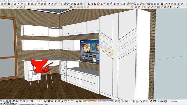 SketchUp моделируем стенку ч 6 смотреть онлайн
