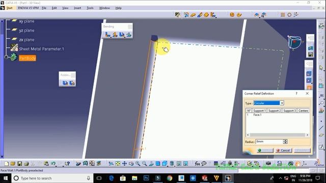 Catia v5 Sheet Metal Design Corner Relief Command | Tutorial - 17 | смотреть онлайн