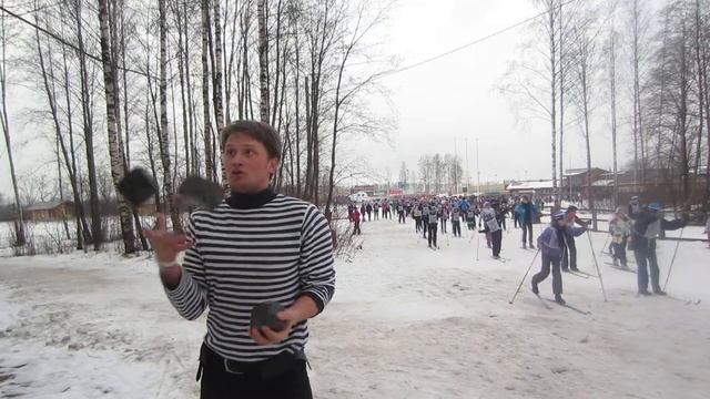 Лыжня России 2014.Уроки жонглирования булыжниками для жилистых лыжников! смотреть онлайн
