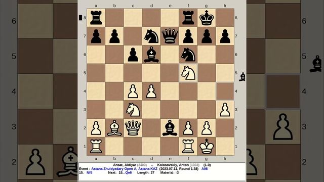 Ansat, Aldiyar vs Kolosovskiy, Anton | Astana Shuldyzdary Chess Open 2023, Kazakhstan смотреть онлайн
