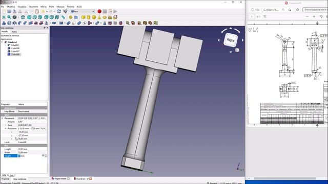 13 Esercizio Tutorial Freecad 0.18/0.19. Forcella ed albero a gomito. смотреть онлайн