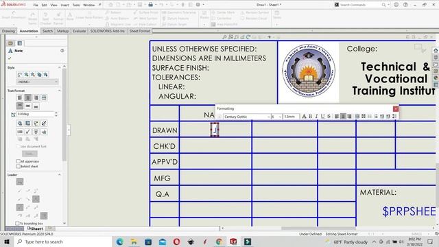 # SOLIDWORKS #DRAWING# SHEET FORMAT SOLIDWORKS смотреть онлайн