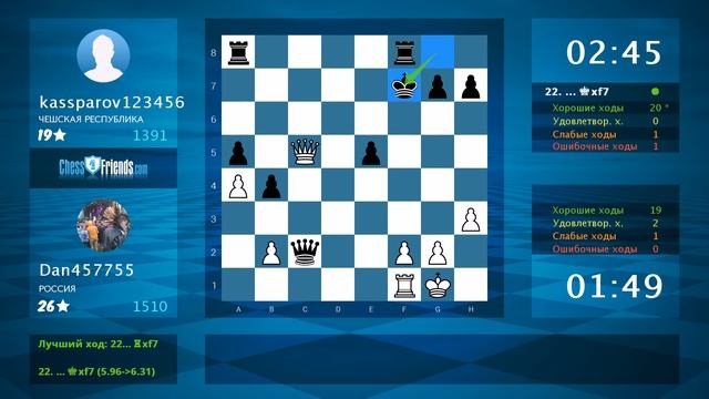 Chess Game Analysis: Dan457755 - kassparov123456 : 1-0 (By ChessFriends.com) смотреть онлайн