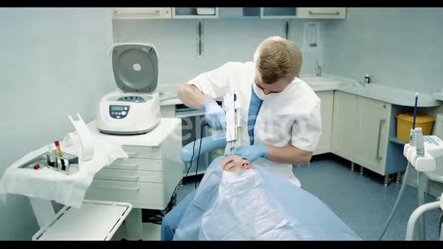 In a Modern Clinic Room Doctor Make a Facial Procedure | Stock Footage - Videohive смотреть онлайн
