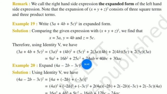 Chapter 2 POLYNOMIALS Class 9 Part-8 Algebraic Identities
