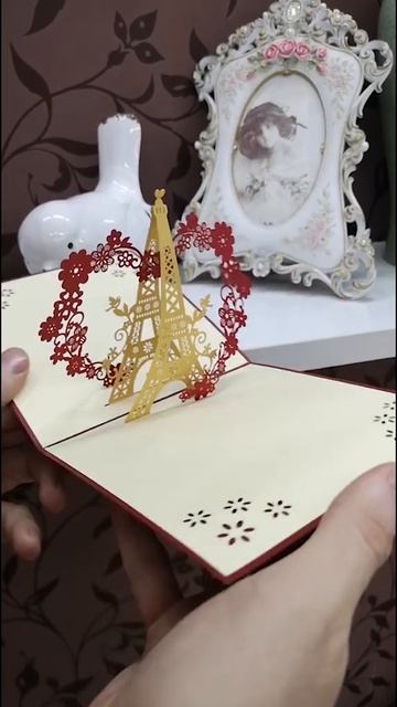 Романтический Париж - 3D открытка ручной работы