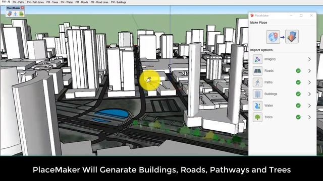 One Click to build a city using PlaceMaker for Sketchup! смотреть онлайн