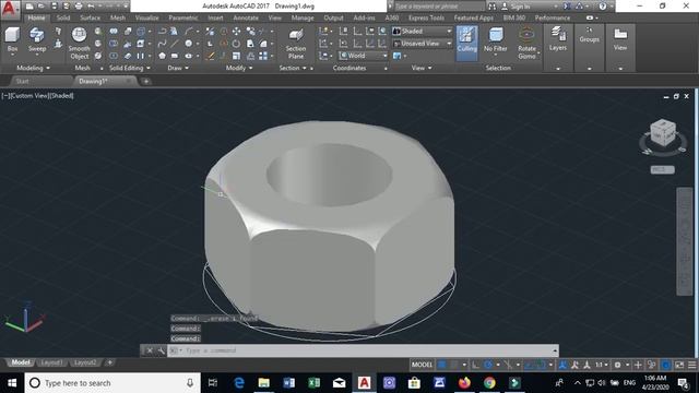 3D Nut Tutorial in Auto cad . # For Beginner # Bangla .How to draw a 3D Nut . смотреть онлайн