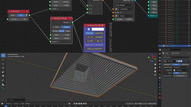 LIVENODING Pyramid Structure Using Nodes Boolean Modifier Collection (Blender 2.92) смотреть онлайн