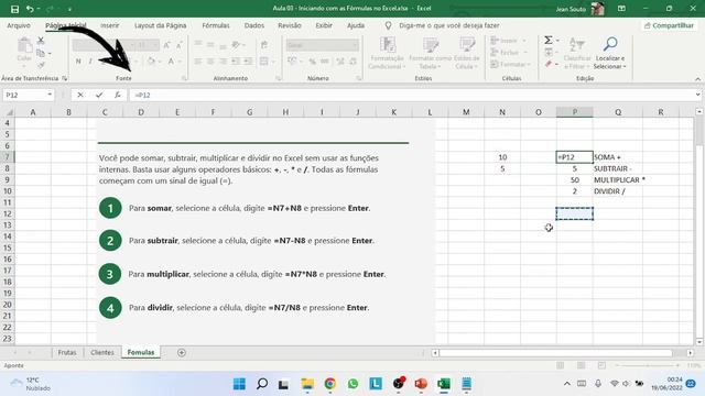 EXCEL PARA INICIANTES - AULA 03 CRIANDO AS PRIMEIRAS FÓRMULAS смотреть онлайн