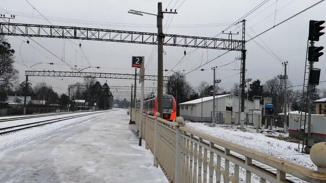 Электропоезд Ласточка на станции Шувалово смотреть онлайн